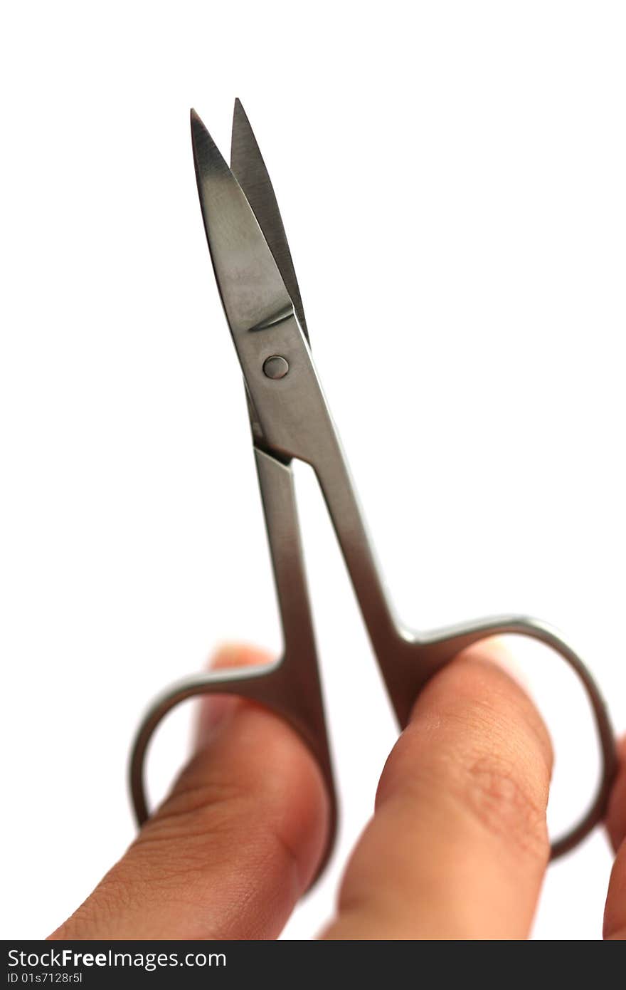 Scissors In Human Hand