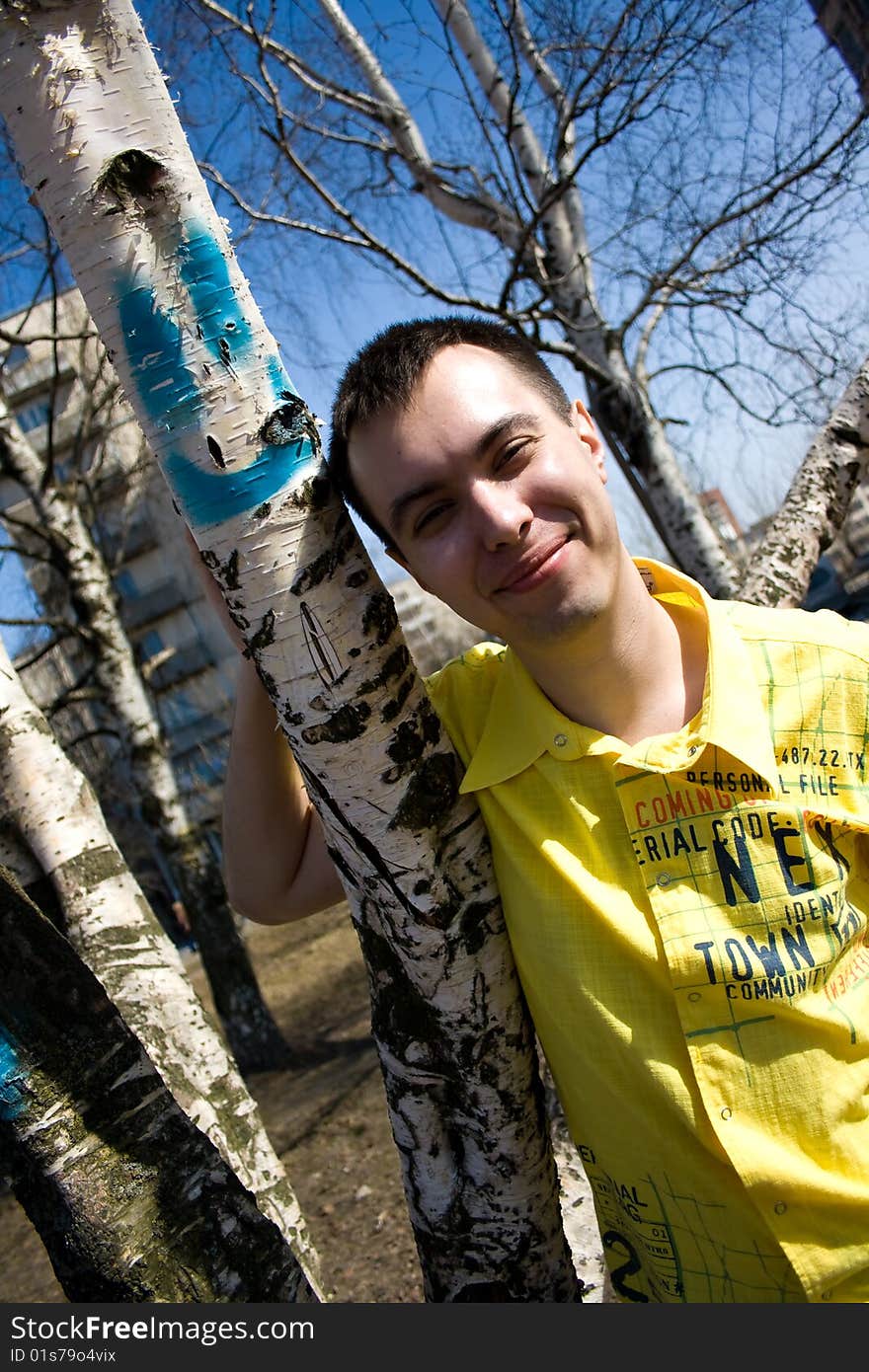 A portrait of a young smiling boy. A portrait of a young smiling boy