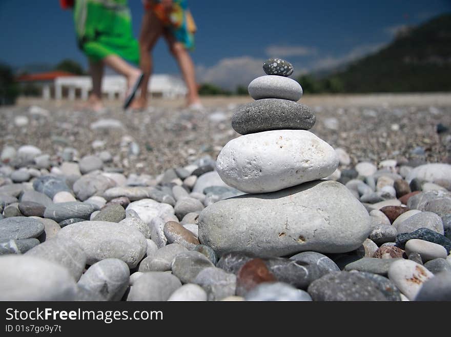 Stones on the beach pyramid