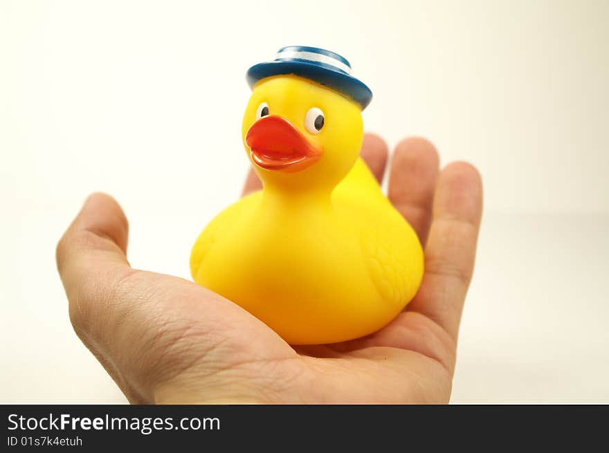 Rubber duck on hand