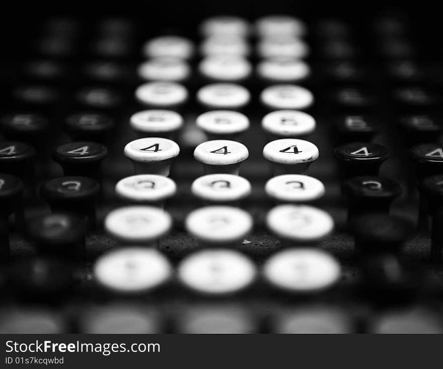 Close up of Old cash register keys. Close up of Old cash register keys