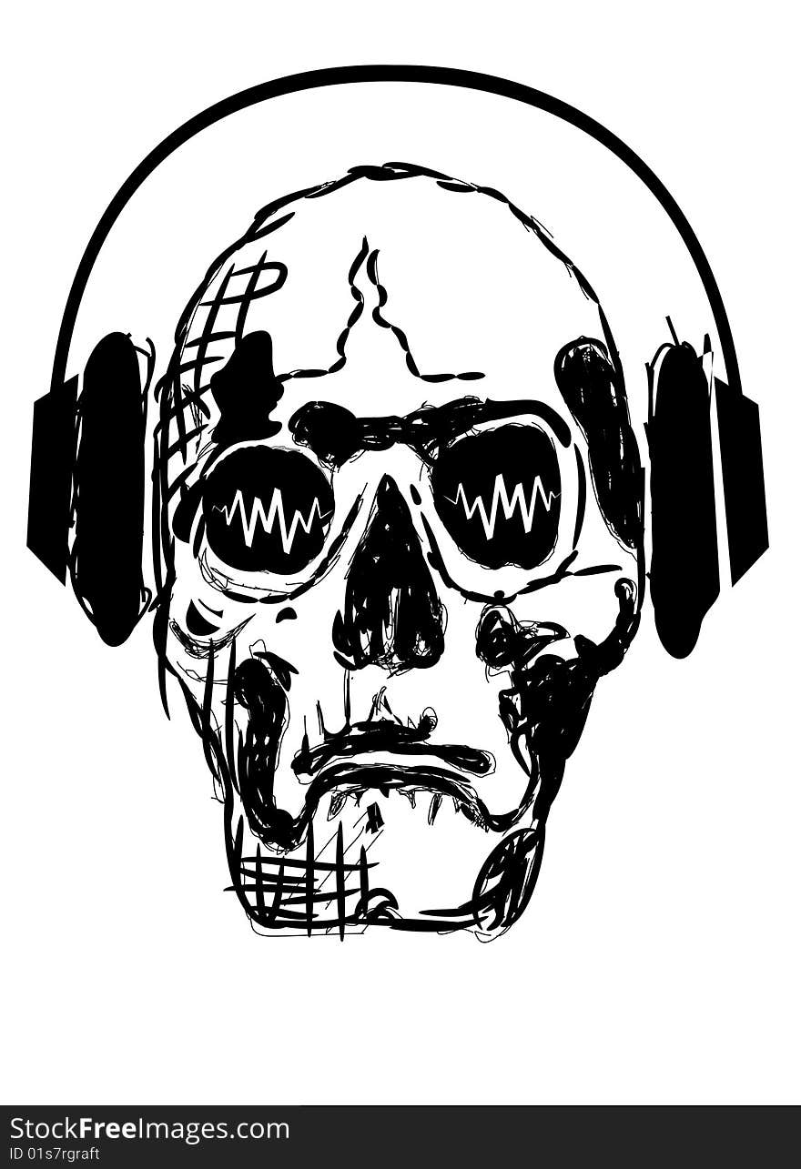 Skull in headphones