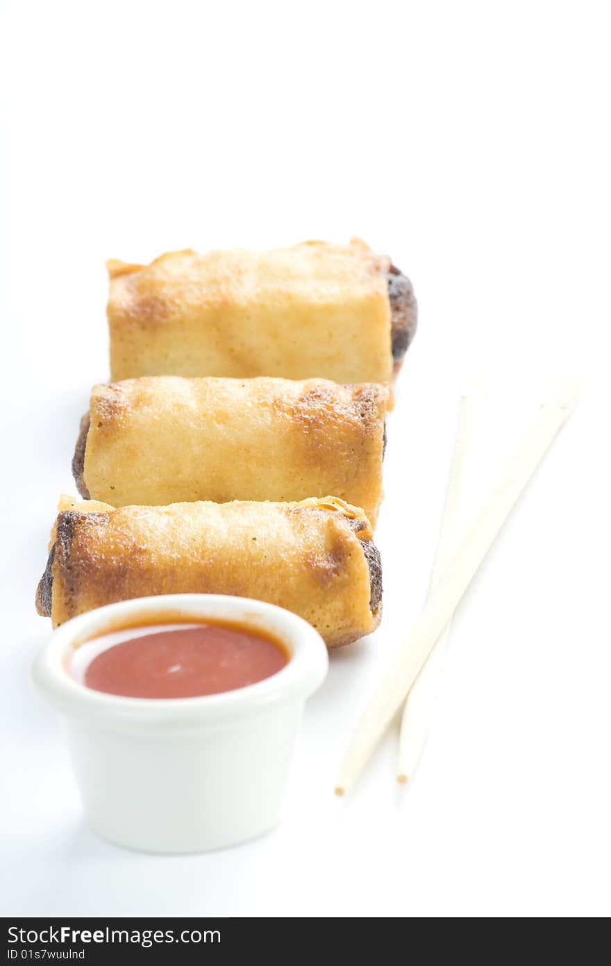 Delicious spring rolls traditional china cuisine isolated