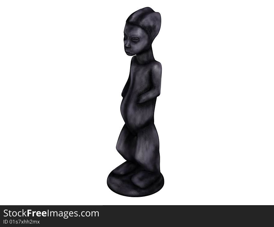 Rendered 3d isolated old african statuette. Rendered 3d isolated old african statuette