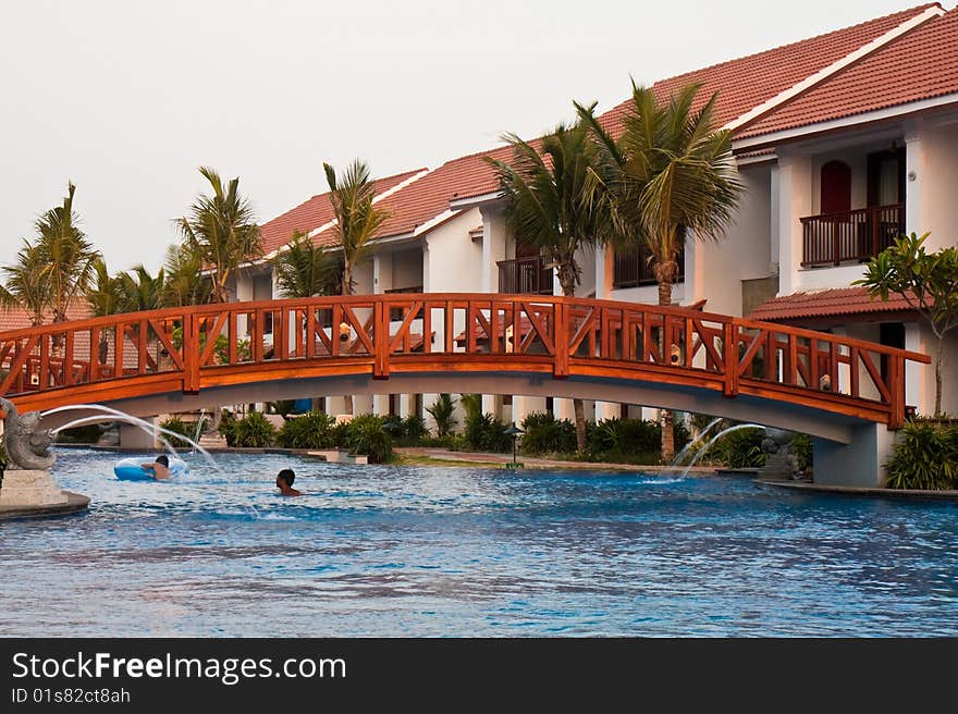 Kids playing at a tropical resort in India. Kids playing at a tropical resort in India.