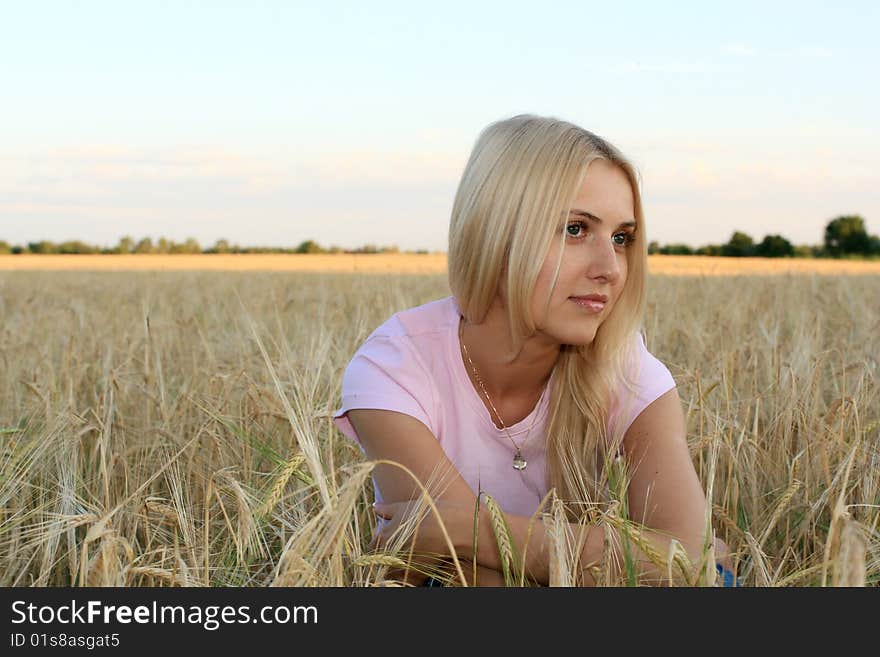 The blond girl in the wheat, Ukraine. The blond girl in the wheat, Ukraine