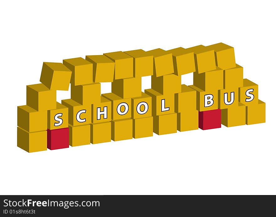 School bus made of blocks