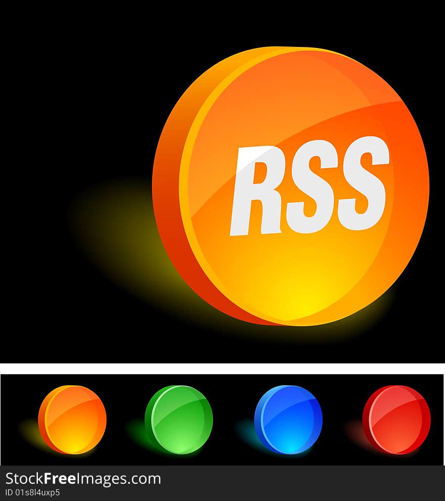 RSS 3d icon. Vector illustration. RSS 3d icon. Vector illustration.