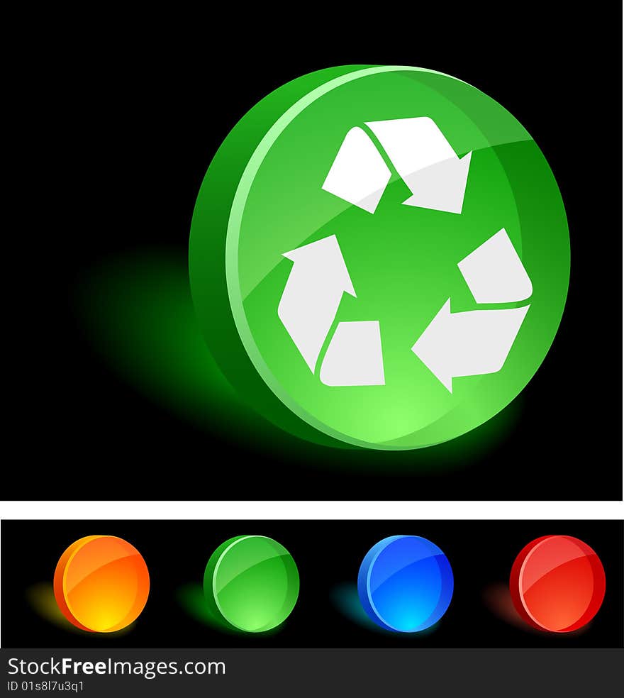 Recycle 3d icon. Vector illustration. Recycle 3d icon. Vector illustration.