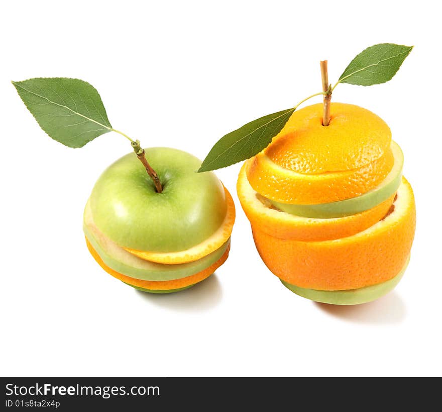 Mixed fruit on white background