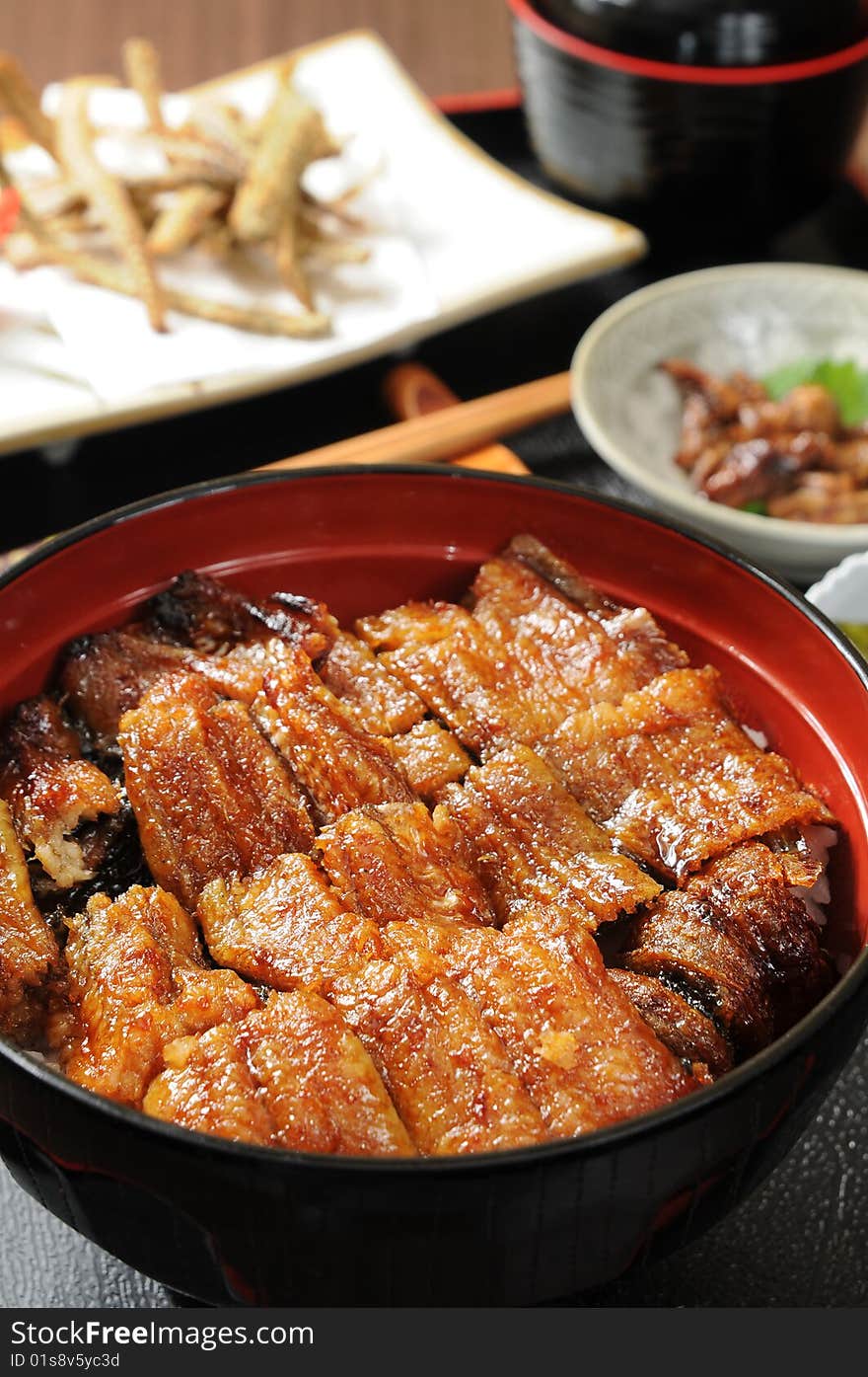 Rich japanese food restaurant on table