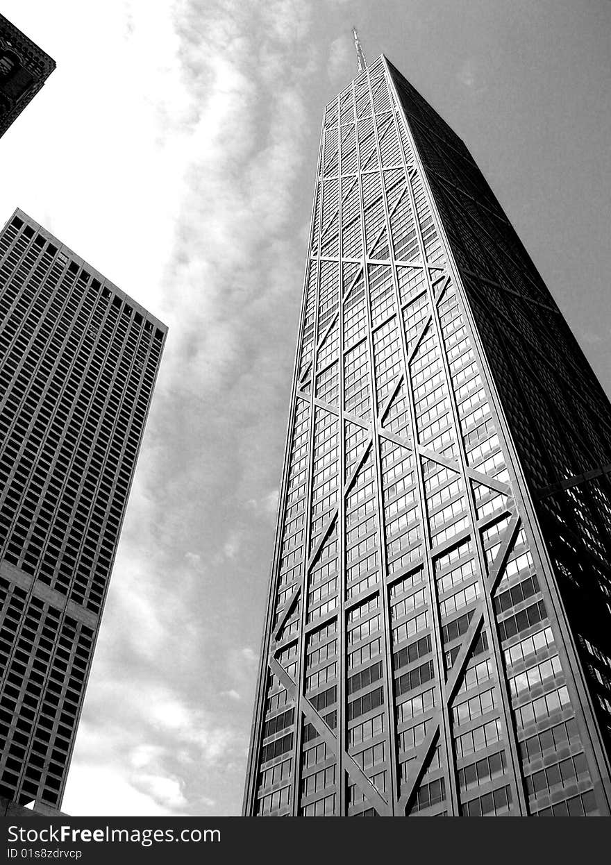 Downtown Chicago architecture including the John Hancock Tower.