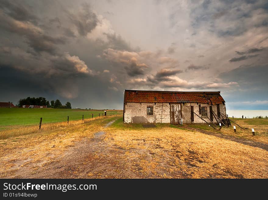 Old building in a small village called Laaksum in Friesland The Netherlands