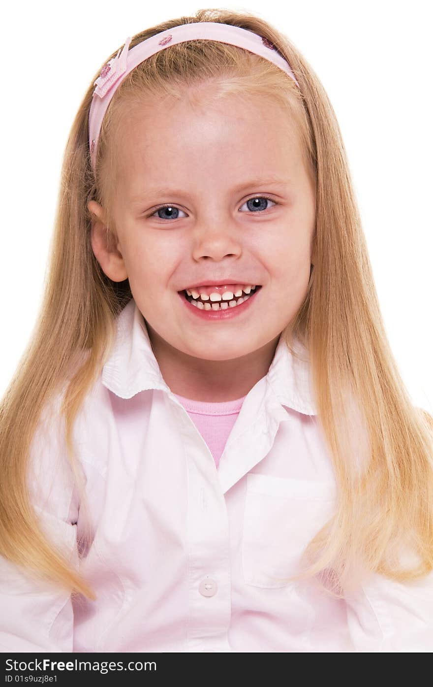 Portrait of the happy girl,isolated on  white. Portrait of the happy girl,isolated on  white.