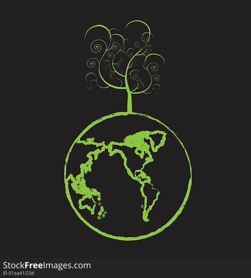 Green world, symbol of ecology and nature, global warming