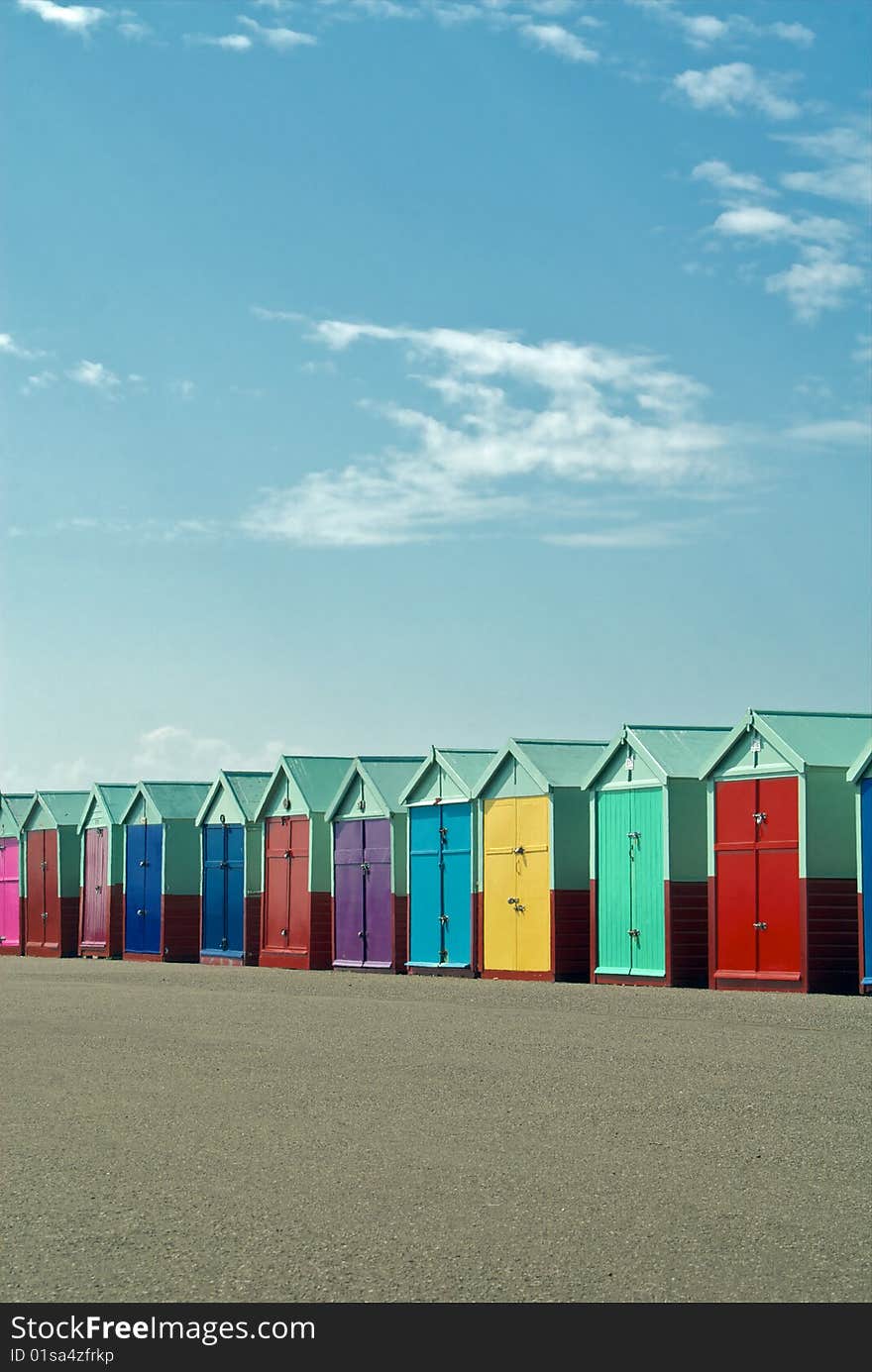 Colourful beach huts