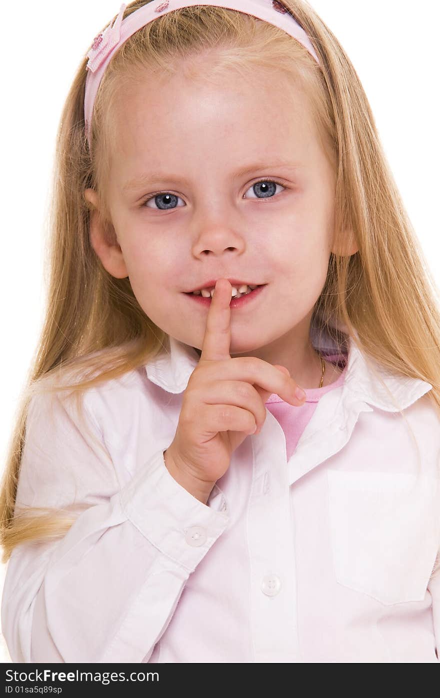 Gesture little girl isolated on white. Gesture little girl isolated on white.