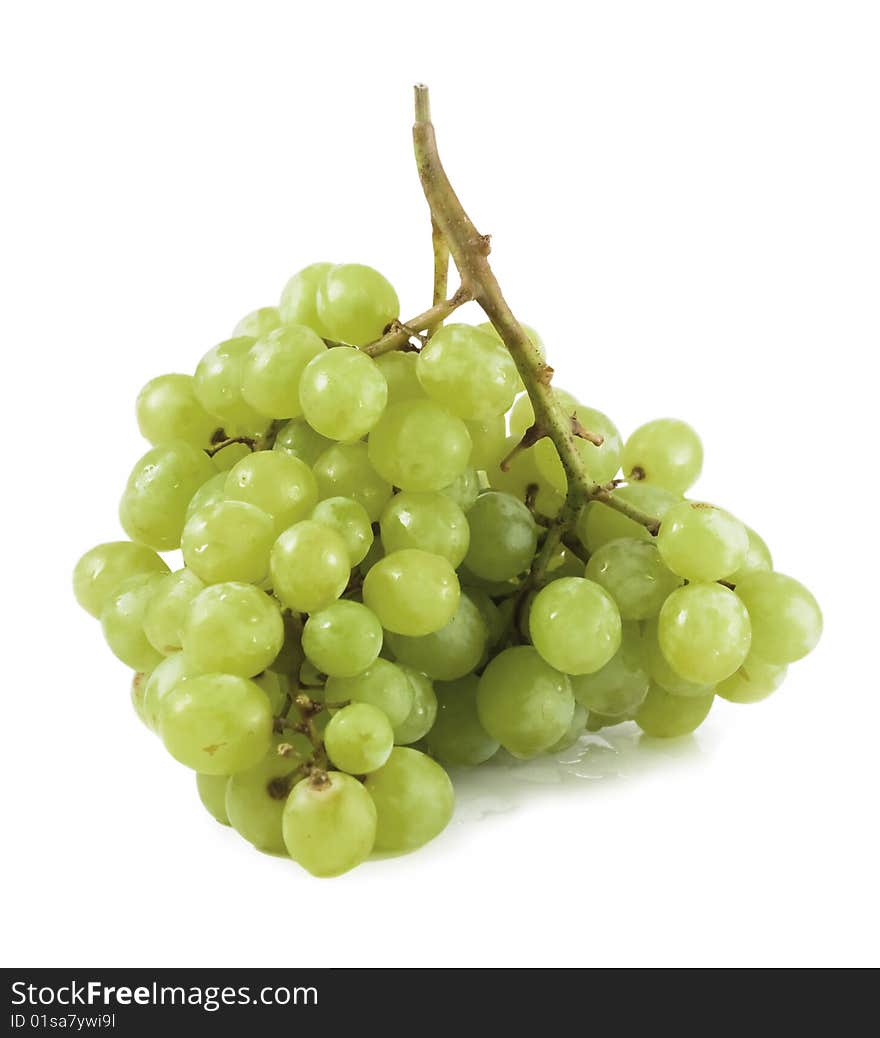 Green grapes on white background. Green grapes on white background