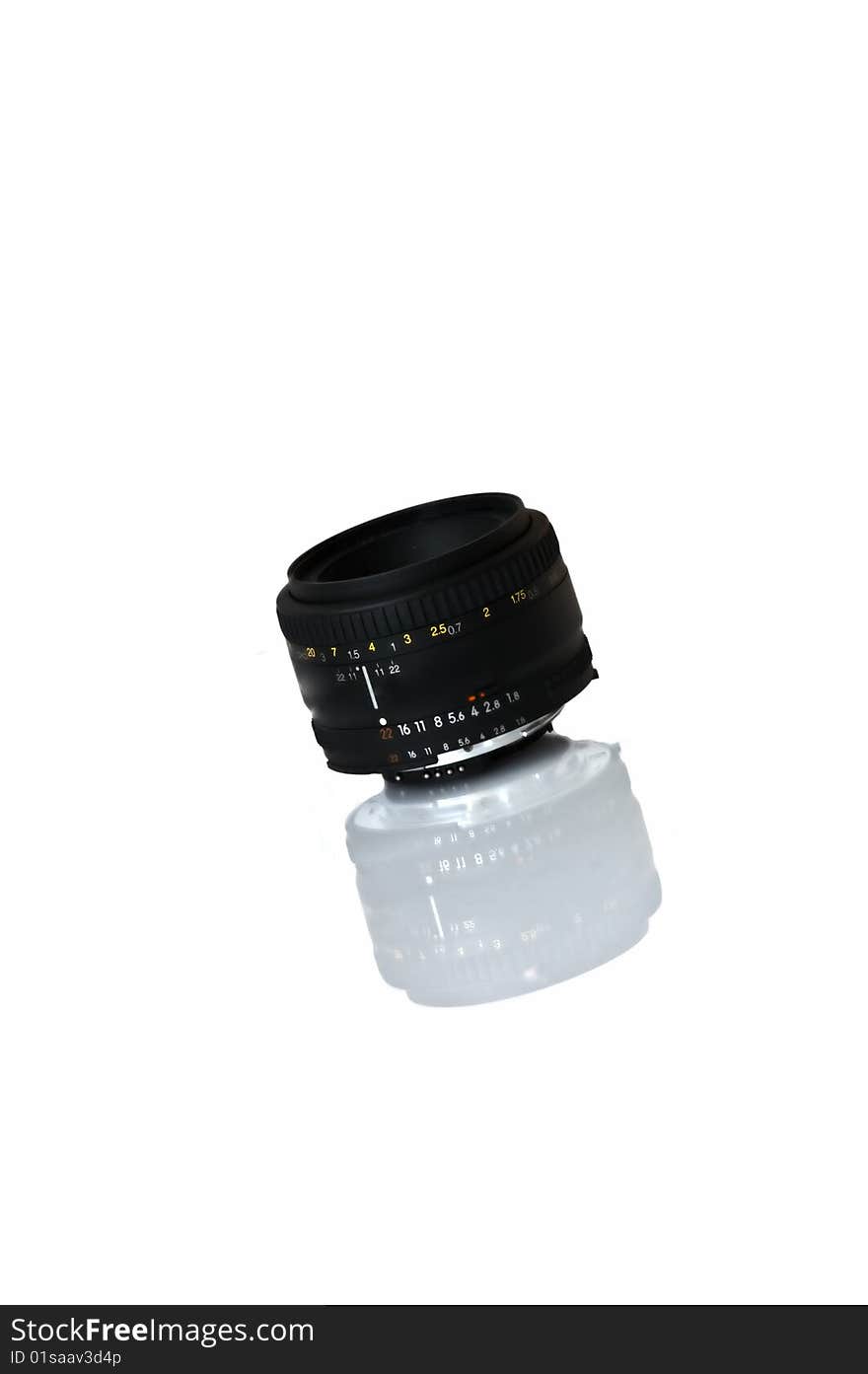 50mm camera lens on white