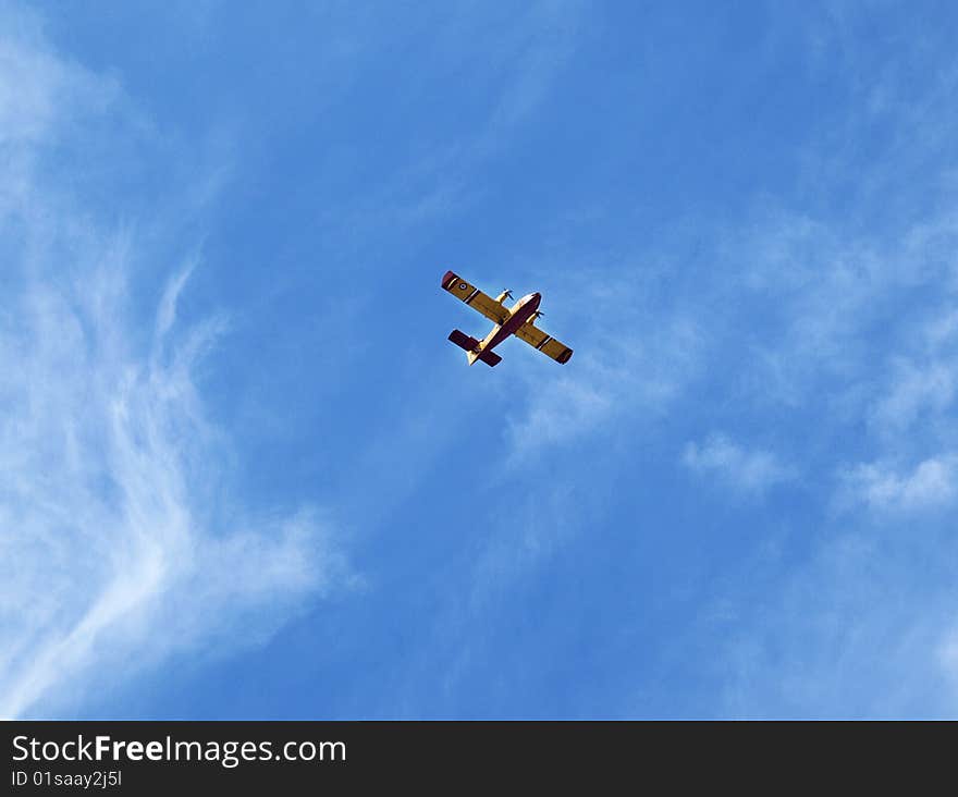 Small airplane in the sky