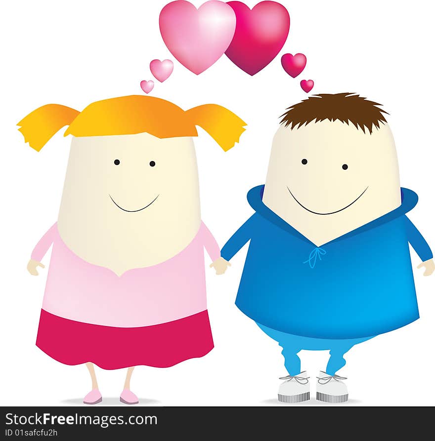 Illustration of cute quirky couple in love