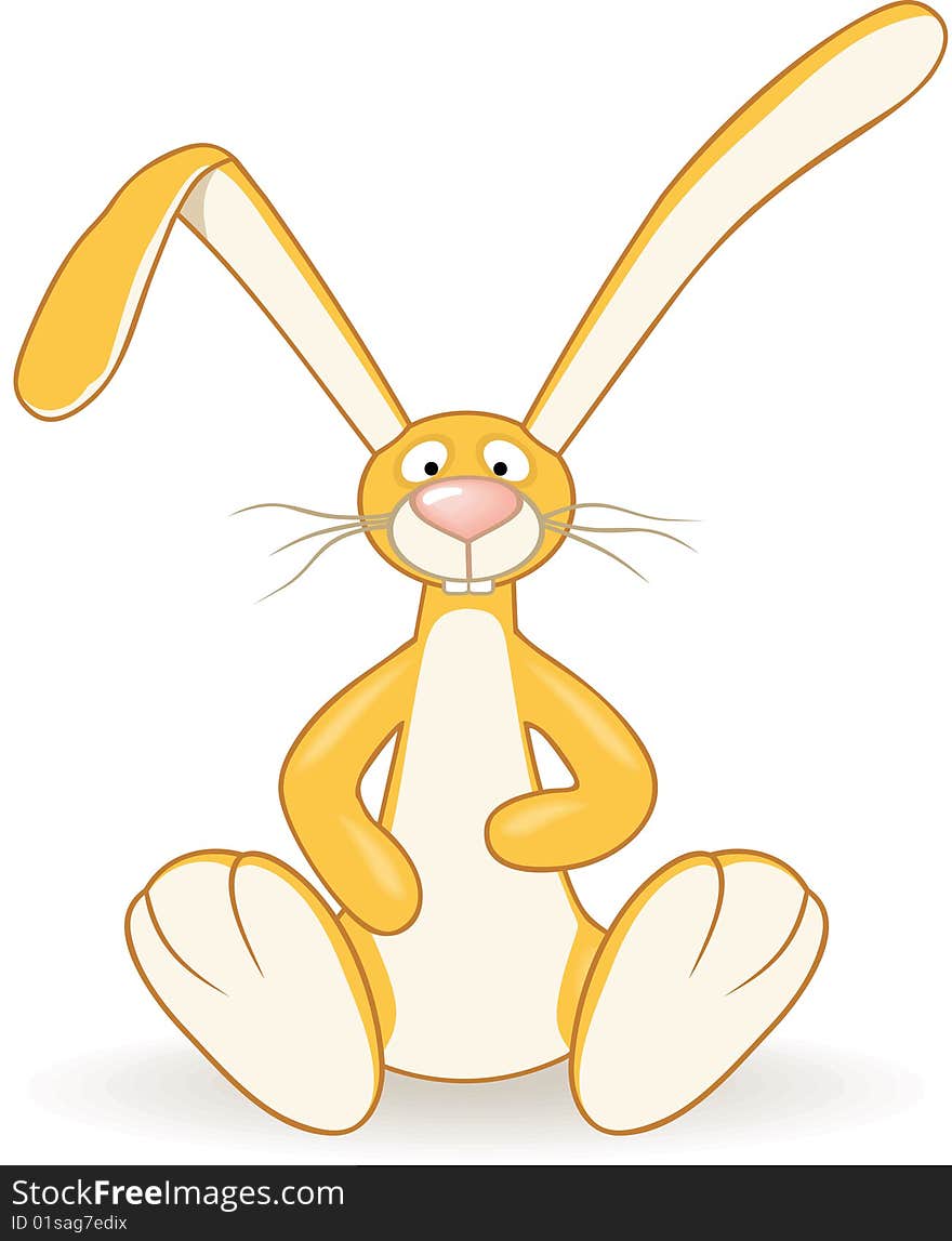 Cartoon style bunny sitting. Drawed without any gradient or mesh fills. Cartoon style bunny sitting. Drawed without any gradient or mesh fills