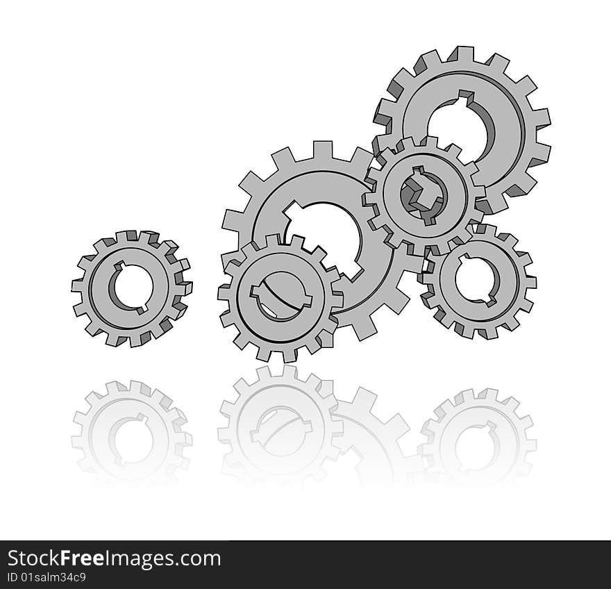 Isolated cogwheels - business network - illustration