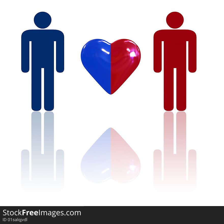 Couple with heart symbol - illustration