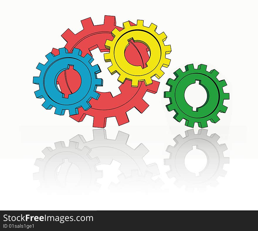 Isolated cogwheels - business network - illustration