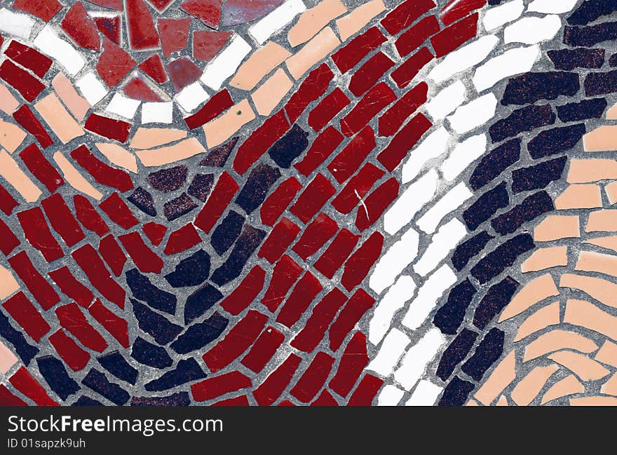 Mosaic tiles in a wave pattern