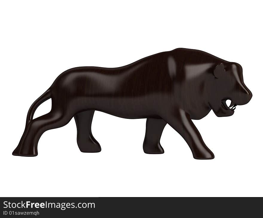 Rendered 3d isolated african animal statuette on white background. Rendered 3d isolated african animal statuette on white background