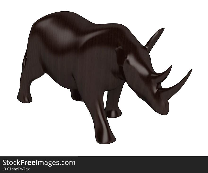 Rendered 3d isolated african animal statuette on white background. Rendered 3d isolated african animal statuette on white background