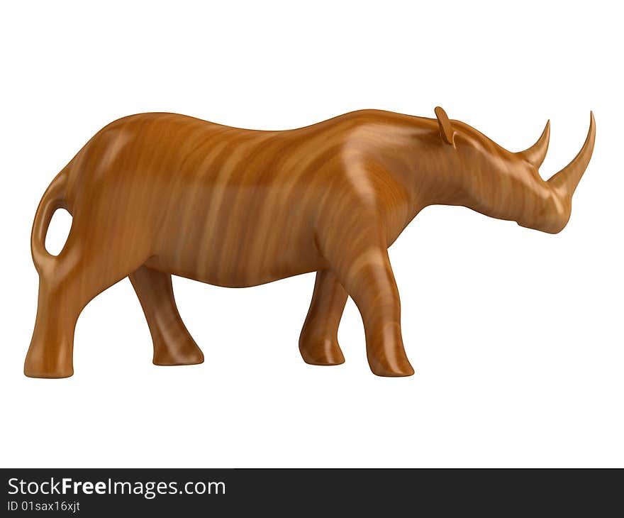 Rendered 3d isolated african animal statuette on white background. Rendered 3d isolated african animal statuette on white background