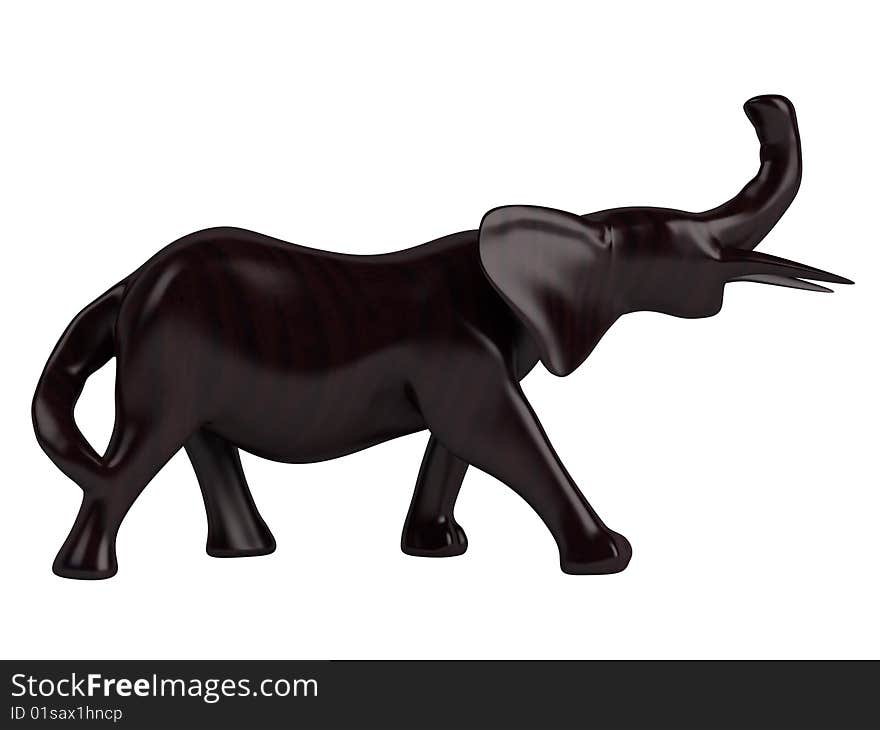 Rendered 3d isolated african animal statuette on white background. Rendered 3d isolated african animal statuette on white background