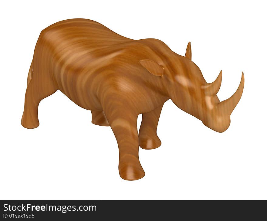 Rendered 3d isolated african animal statuette on white background. Rendered 3d isolated african animal statuette on white background