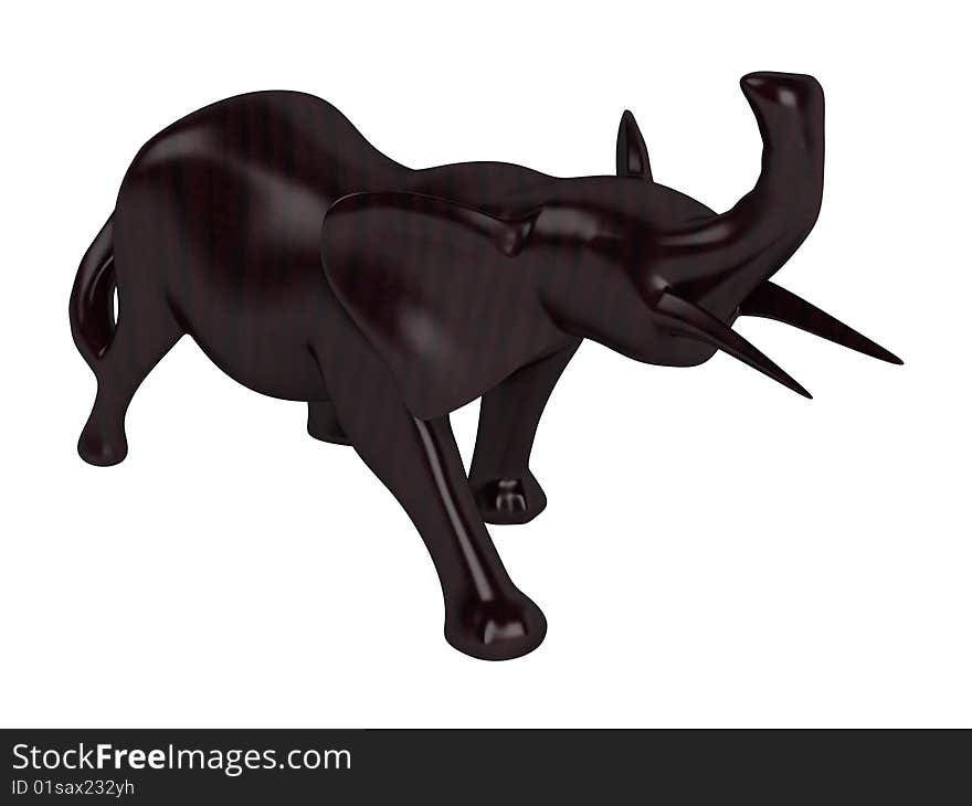 Rendered 3d isolated african animal statuette on white background. Rendered 3d isolated african animal statuette on white background