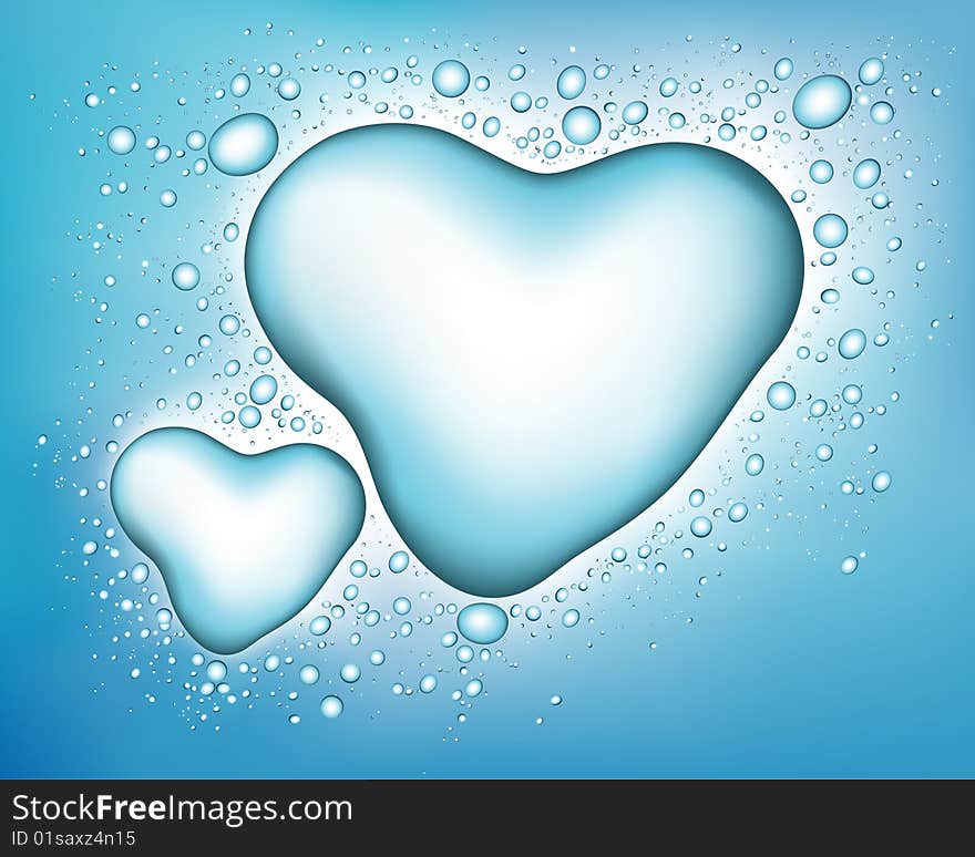 Transparent  blue heart shaped drip