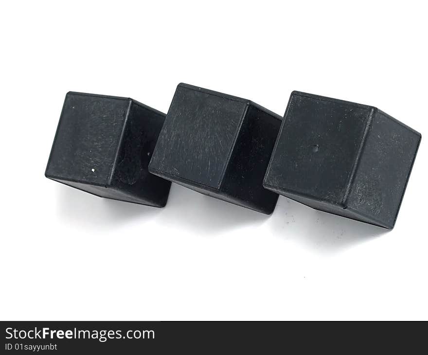 Black cubes isolated on white background