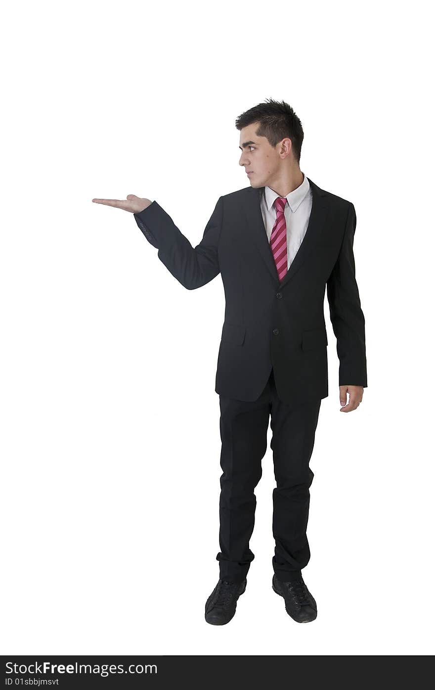 Man holding an imaginary object in his hand. Man holding an imaginary object in his hand