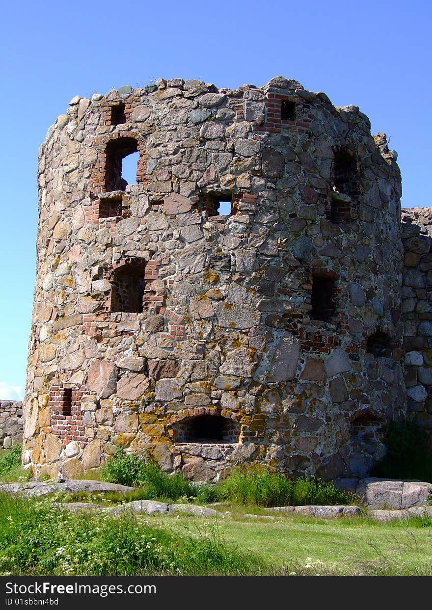 Ruins of the medieval castle Hammershus, Island Bornholm, Denmark