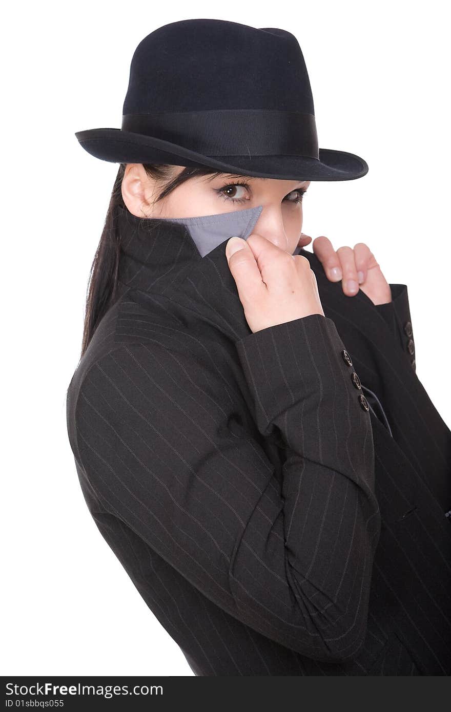 Happy young businesswoman with hat