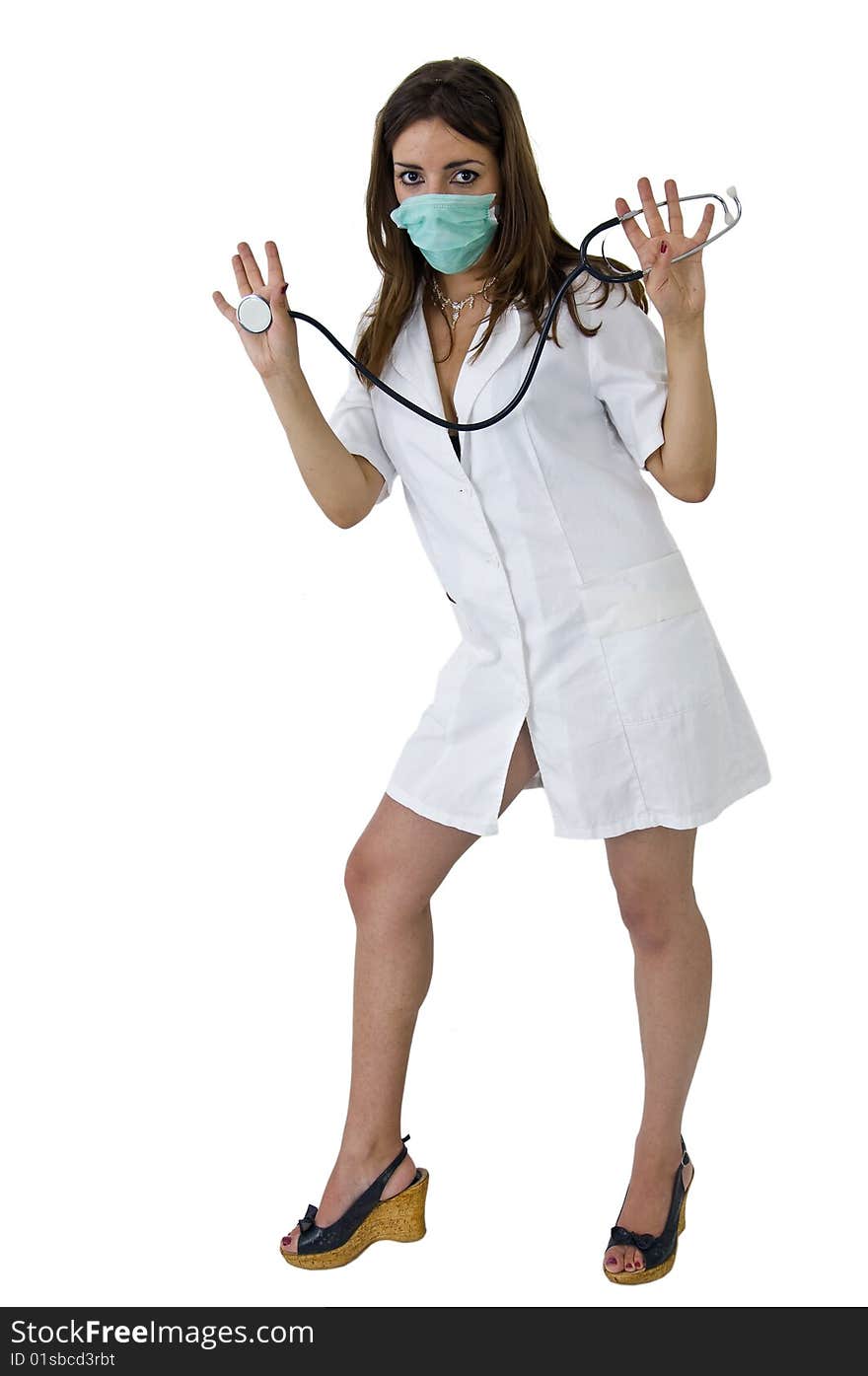 Sexy woman doctor in white uniform. Sexy woman doctor in white uniform