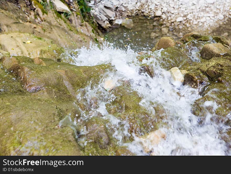 Fast Running water in waterfall