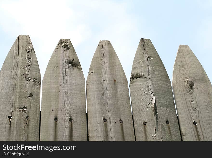 Wooden fence in a sky