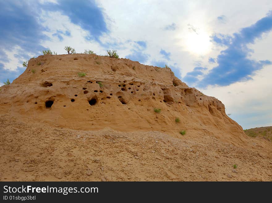 Desert, sky, clouds and sand