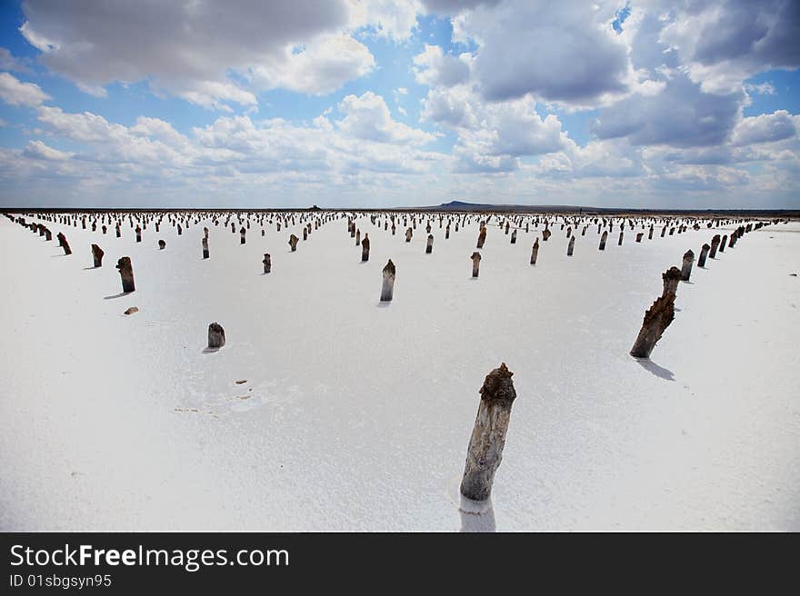 Saline Baskunchak, sky and clouds