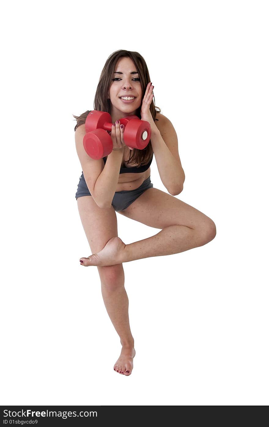 Young girl in gym working out