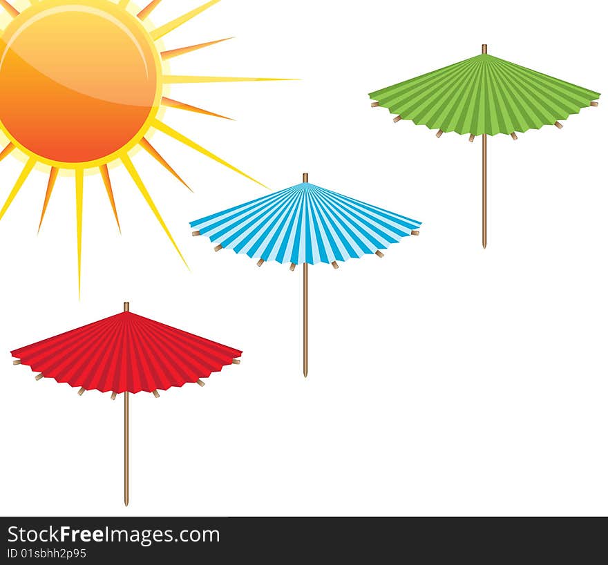 Holidaying sea vector picture whit sun and umbrella. Holidaying sea vector picture whit sun and umbrella