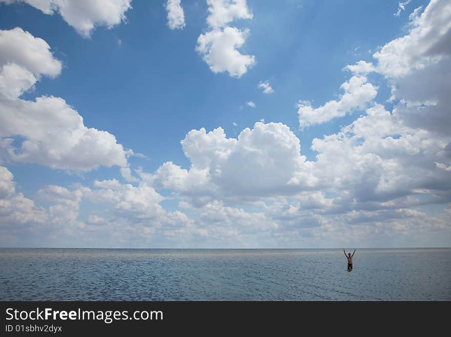 Saline Baskunchak, sky and clouds