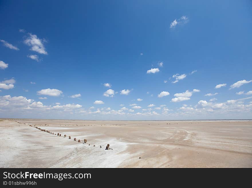 Saline Baskunchak, sky and clouds